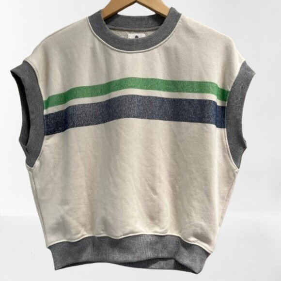 Sundry Anthropologie Short-Sleeve Lounge Top Terry Stripe NEW Medium‎ - Picture 2 of 4